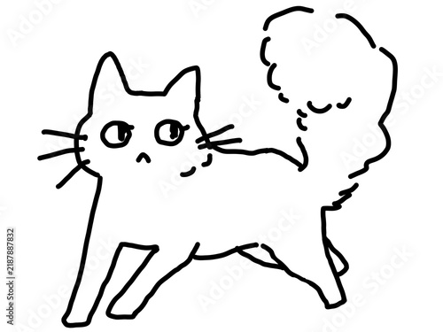 手描き風のかわいい走る猫の線画