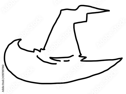 手描き風のとんがり帽子の線画