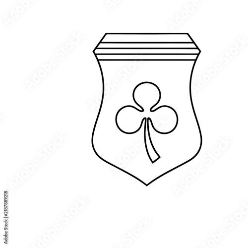 Shield with clover symbol outline