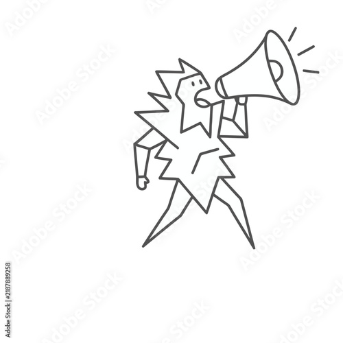 Stylized figure shouting into a megaphone