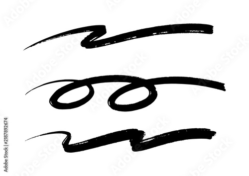 シンプルな手書きライン素材セット 黒