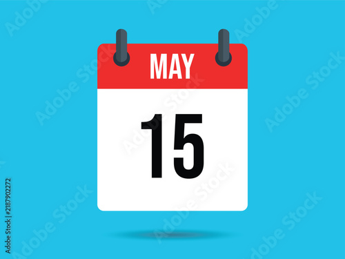 Foto Calendar Icon Featuring May and the Number 15 on a Blue Background