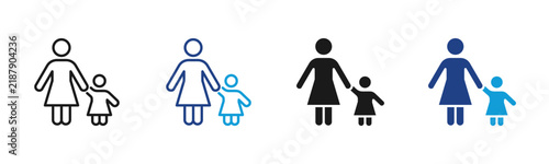 Mother Child Web icon with multiple style collection