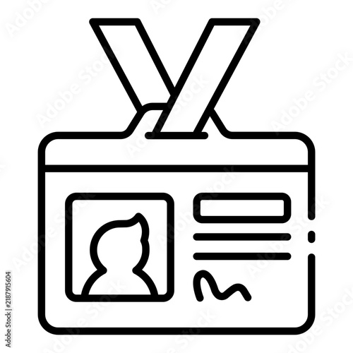 id card icon. employee identification badge. lanyard photo card. corporate access pass