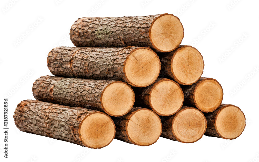 Obraz premium PNG Stacked logs on white background.