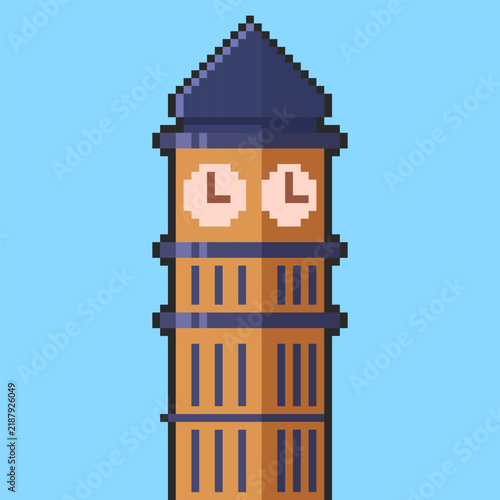 Pixel art Clock Tower Building game asset design