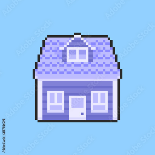 Pixel art Purple House game asset design