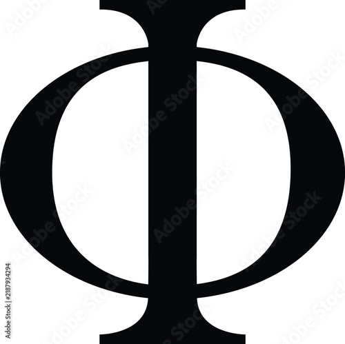 Black phi symbol icon. Phi sign. Greek alphabet letter. flat style.