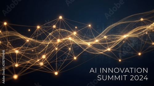 AI Innovation Summit 2024 banner with abstract glowing digital network connections