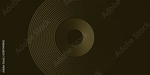 Elegant Golden Circular Line Pattern on Dark Background. A simple abstract vector illustration featuring symmetrical golden concentric arcs and thin parallel lines.