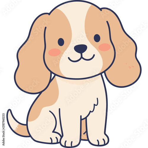 Cute cartoon floppy eared puppy dog sticker vector illustration