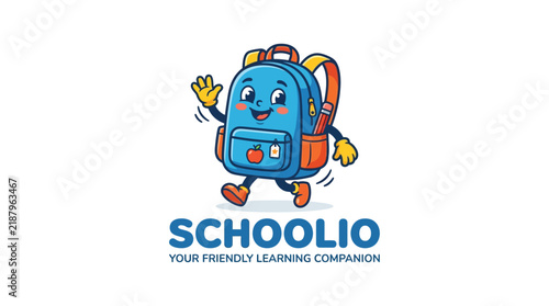 Cute backpack mascot logo for school and education.
