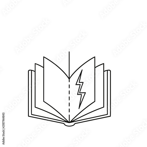 Open book with lightning bolt symbol