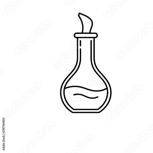 Outline of a flask with liquid and flame