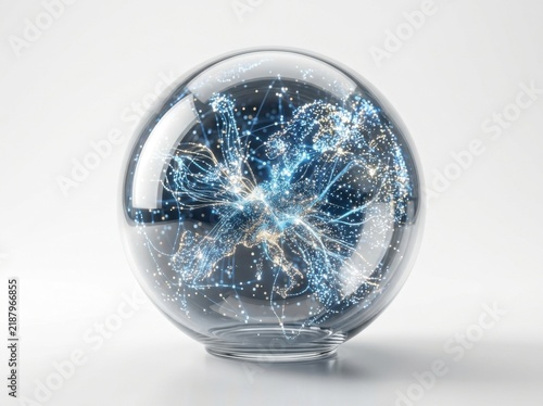 Gleaming Glass Sphere Containing Neural Network AI