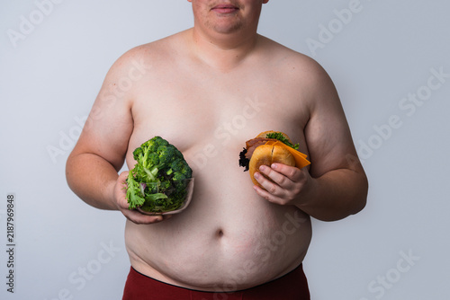 Quadro su tela Belly fat shows obese man