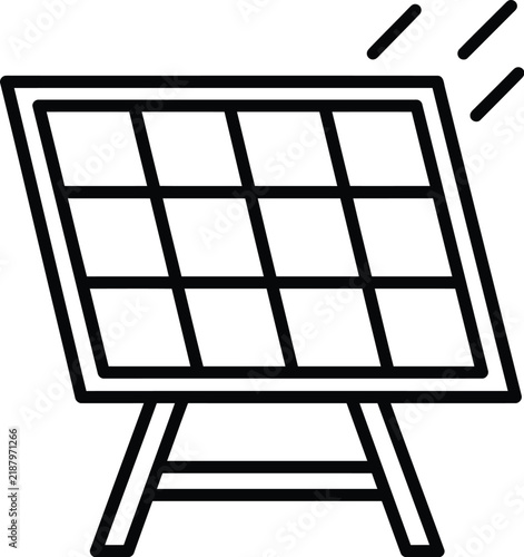 Solar panel line art icon for renewable energy and sustainable power technology concepts.