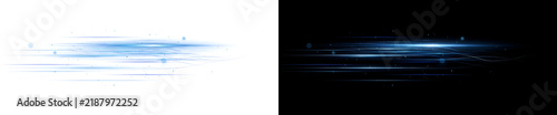Konstfotografi Digital data flow of wavy blue light lines with glow particles for tech overlay