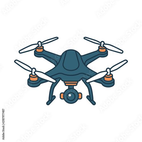 Quadcopter drone with integrated camera equipment.