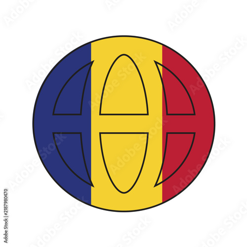 The National flag of Romania - circular earth design vector and illustration with the white background 