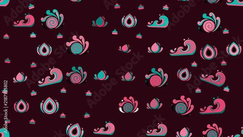 Fotografie Seamless pattern of abstract shapes in pink and teal