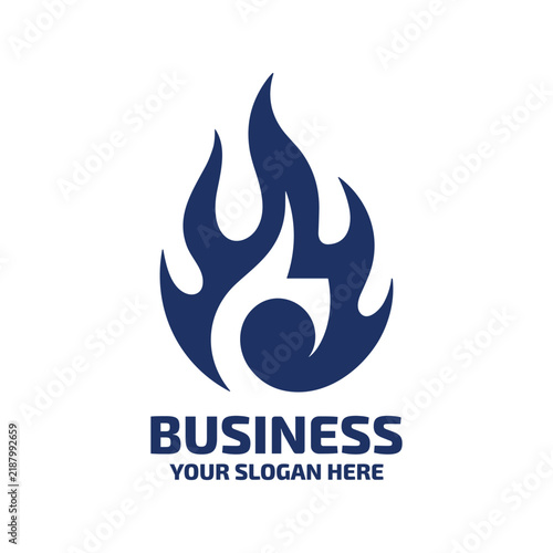 Abstract fire flame logo design with number six or letter g shape