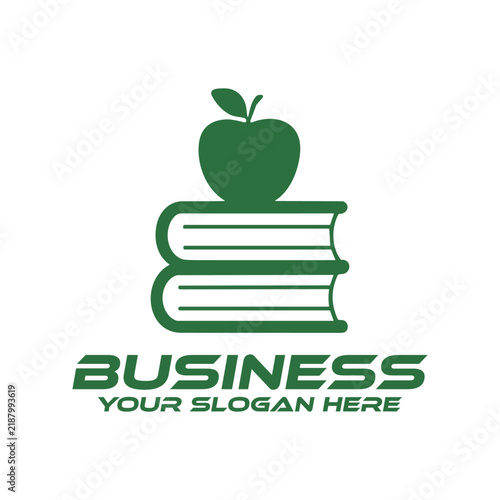 Education logo design with apple on top of books