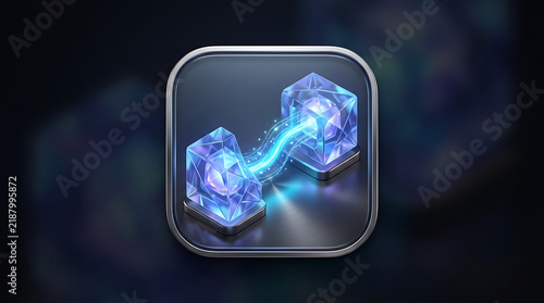 Digital Blockchain Icon for Cryptocurrency and Data Security