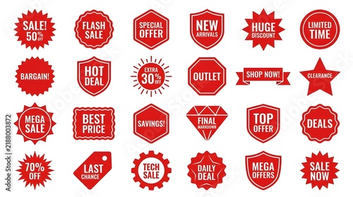 set of red sale labels