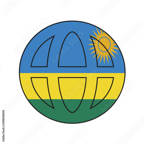 Rwanda flag - Circular earth design flag vector and illustration with the transparent background 