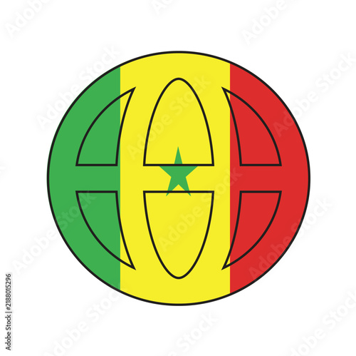 Senegal national flag - Circular earth design flag vector and illustration with the white background 