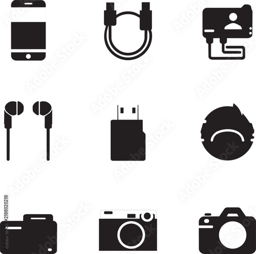 Electronic Devices and Technology Accessories Glyph Icon Set