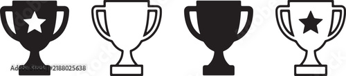 Premium Trophy Award Icon Collection With Winner Cups Champion Prize Recognition Achievement Success Competition And Sports Celebration Symbols
