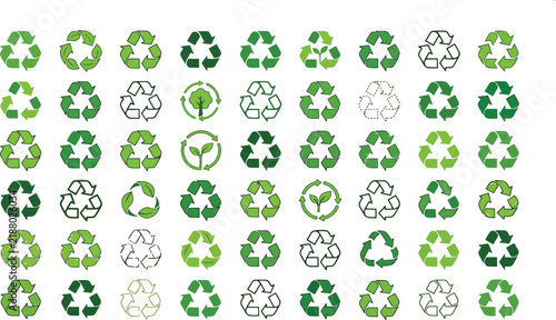 Premium Recycling Symbol Icon Collection With Eco Friendly Green Recycle Emblems Sustainability Loop Leaf And Environmental Conservation Designs