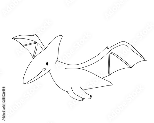 Bild auf Leinwand Cute pterodactyl for coloring page, cartoon outline dino