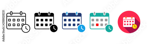 Calendar clock vector icons for time deal and promotion countdown
