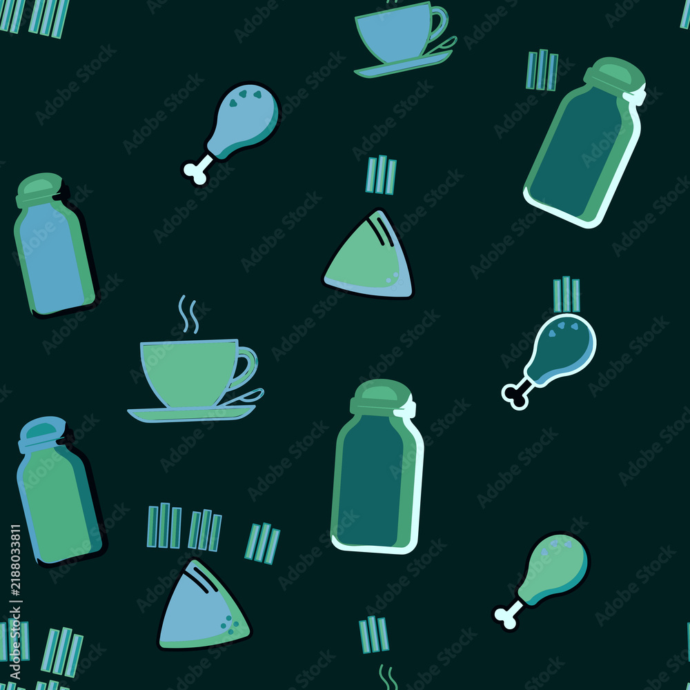 Seamless pattern of food and drink icons