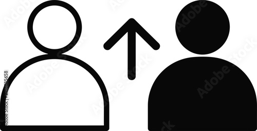 Career Promotion And Employee Upgrade Vector Icon Set With User Profile Silhouette And Up Arrow Growth Concept