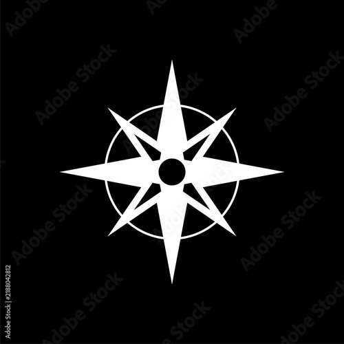 Compass sign icon isolated on black background
