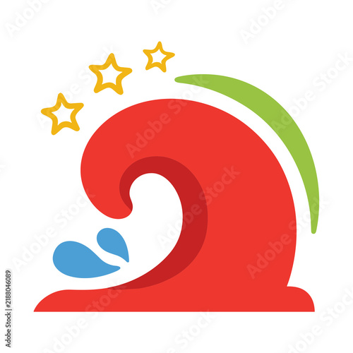 Red wave with stars and water splashes