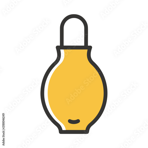 Yellow bottle with black outline isolated on transparent background