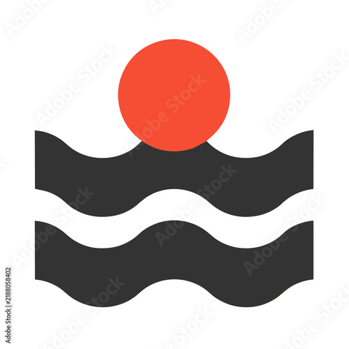 Red sun over dark waves