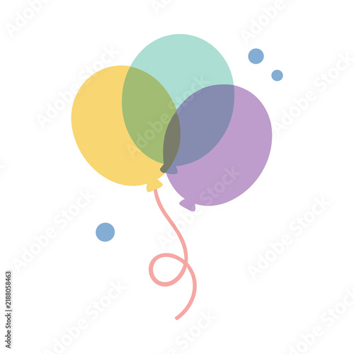 Three colorful balloons with a string and dots