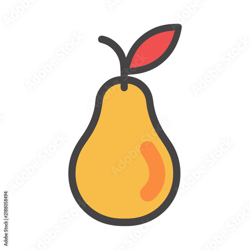 Yellow pear with red leaf icon
