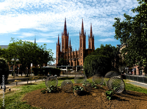 Urban greening and biodiversity near Marktkirche in Wiesbaden