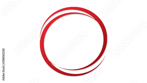Red handdrawn circular brush stroke frame isolated on transparent background