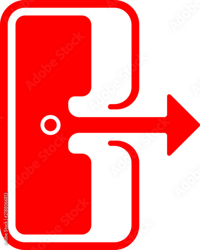 Red Exit Sign, Emergency Door, Way Out Symbol