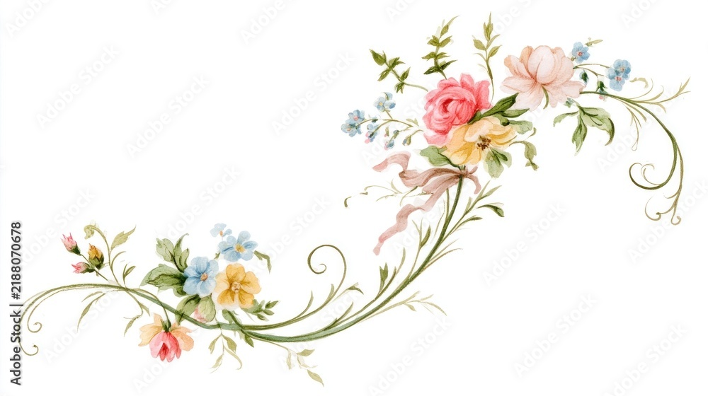 Obraz premium Elegant watercolor floral desktop wallpaper with pastel blossoms