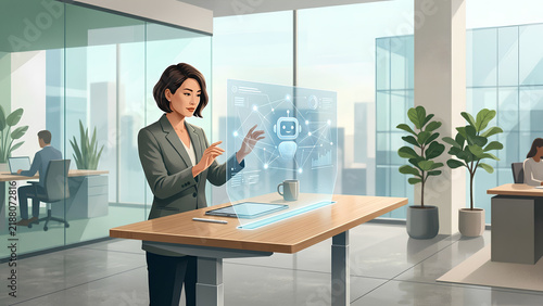 Plakat w ramie Harmonious Integration of Humans and Robots in the Digital AI Era