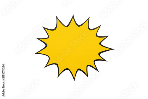 Yellow compact comic starburst isolated
